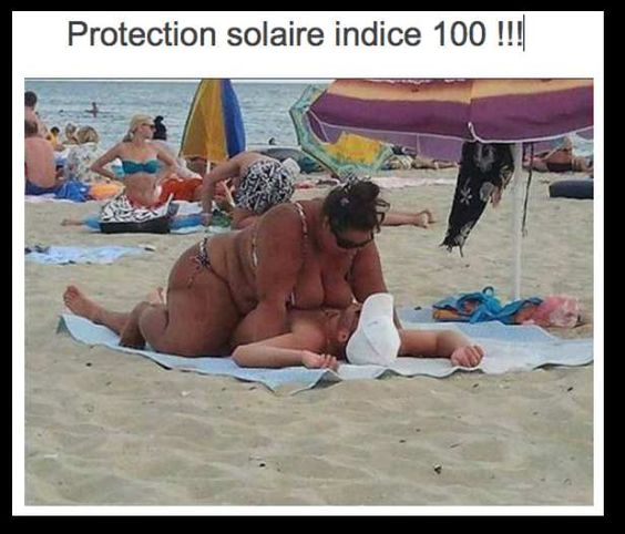  Image hilarante  Sur la plage: Protégez-vous ! 
              