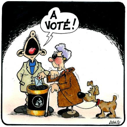  Image rigolote  sait-on pour qui on vote et contre qui on s'abstient ? 
              