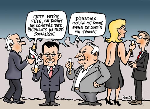  Image marrante  Manuel Valls et DSK en soiree , photo blague
              