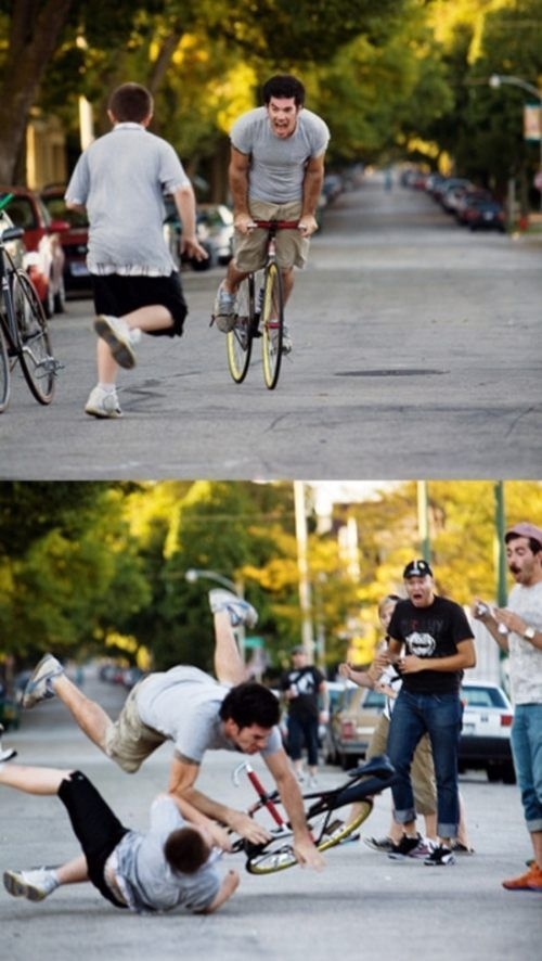 
               Meilleures images droles  comment éviter un cycliste... 
              
