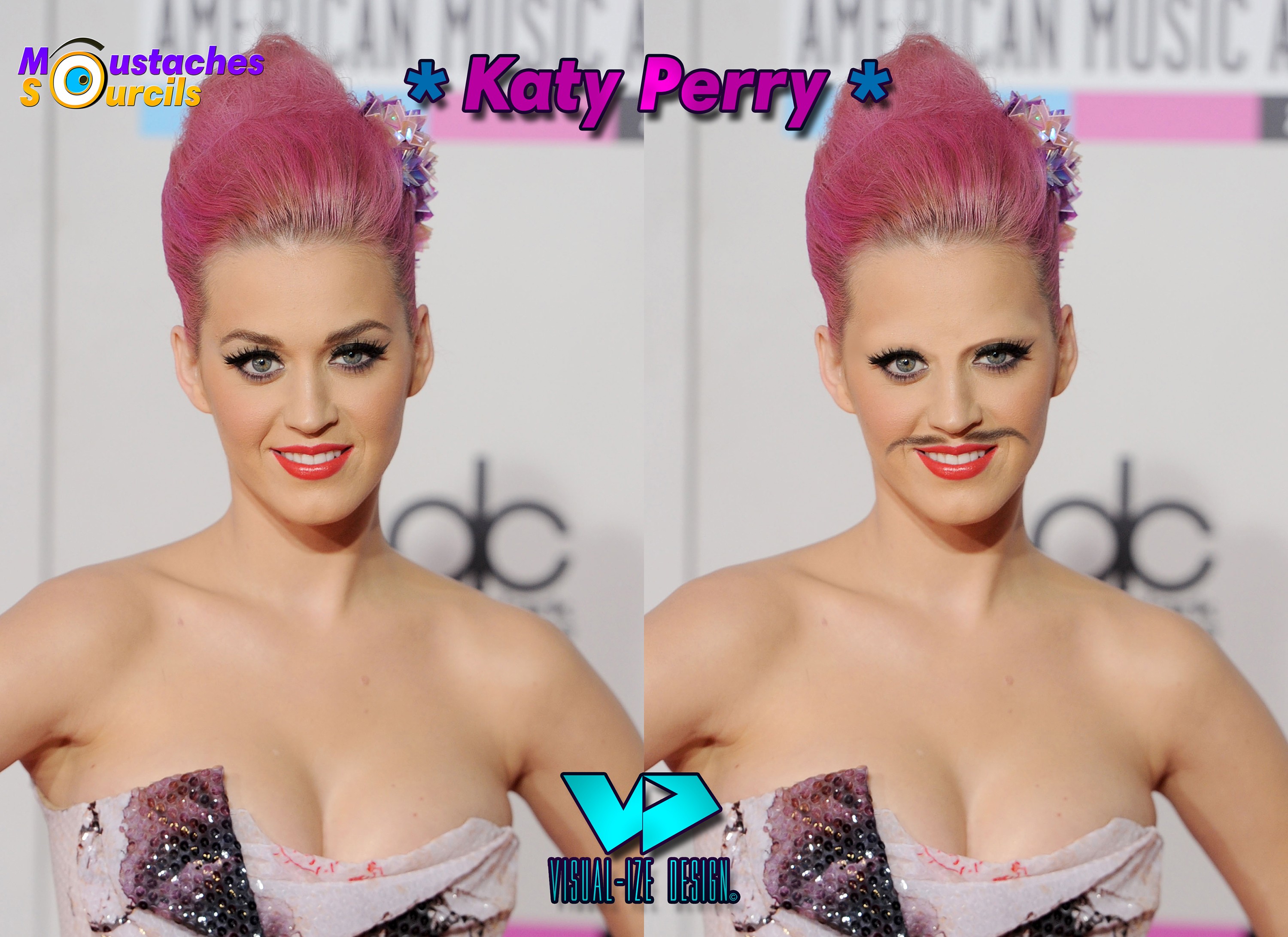  Image drôle  Moustaches Sourcils Katy Perry , photo blague
              