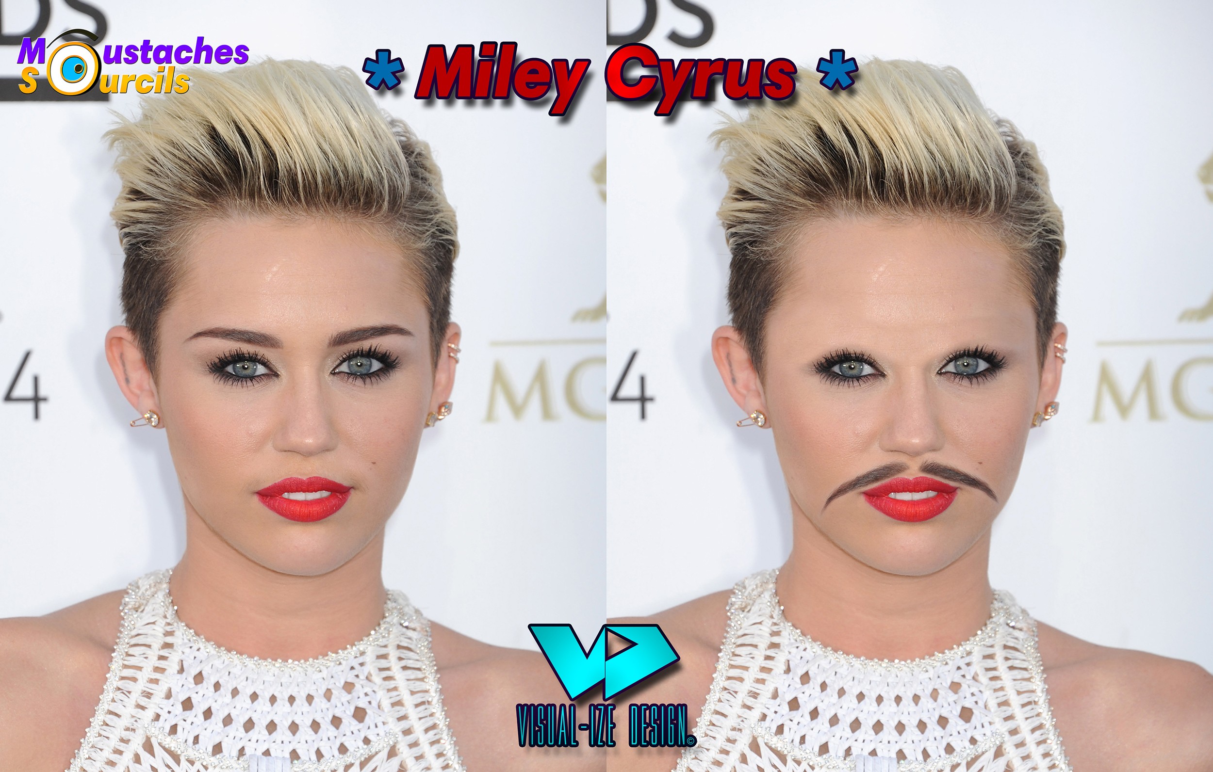 
               Meilleures images droles  Moustaches Sourcils Miley Cyrus 
              