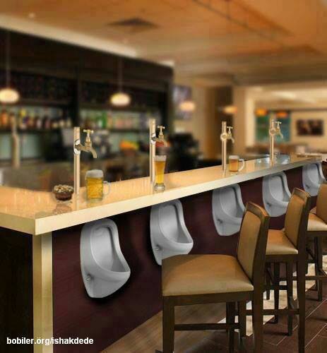  Image originale  Bar à biéres avec ses commodités , photo blague
              