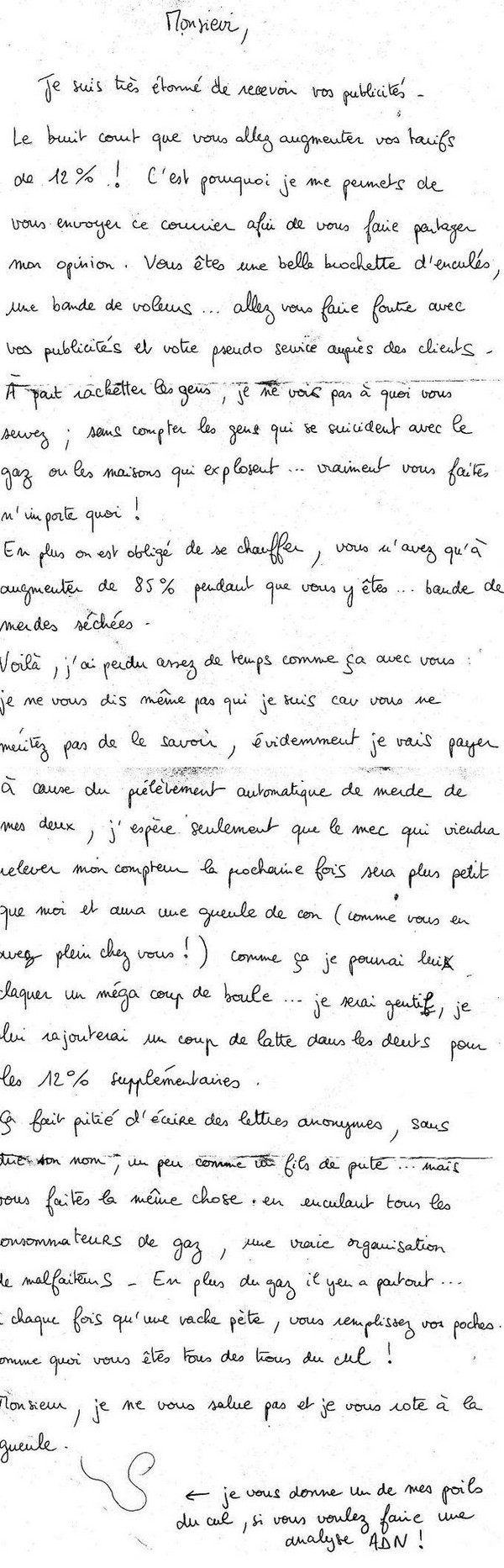 
               Meilleures images drôles  Lettre au fourniseur de gaz 
              