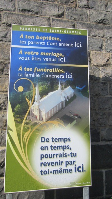  Image amusante  Publicité paroissiale chez nos cousins Québécois 
              