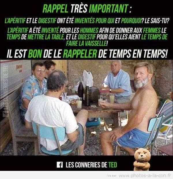  Image hilarante  L'apéro c'est sacré... 
              