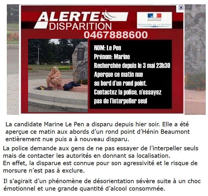  Image rigolote  Alerte disparition 
              